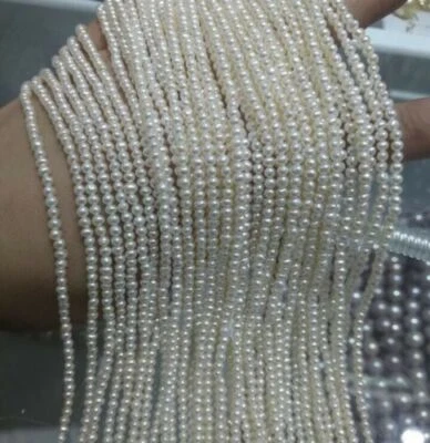 100in Gleaming Natural 5-4mm AAA+ Akoya White Pearl Necklace 14k Gold P - Image 1 of 4