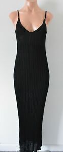 Collette Dinnigan Dress Womens Small Black Knit Slip Vintage Sleeveless 90.17