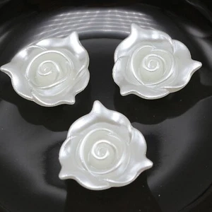 50 Ivory Acrylic Pearl FlatBack Flower Cabochons 20mm Sew On Beads - Picture 1 of 5