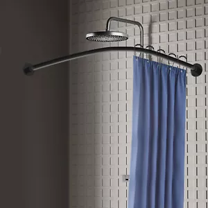 Duschvorhangstange Ohne Bohren Duschstange Ecke Badewanne Teleskopstange L-Form - Bild 1 von 8