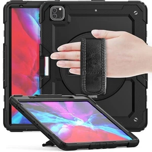 Für Apple iPad Pro 13 2024 Hybrid 360 Grad Schutz Hülle mit Schultergurt Schwarz - Bild 1 von 7