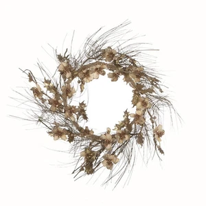 Kranz Gold Glitzer Blume & Stechpalme Romantisch 22" Weihnachten Neu Funkelnd - Bild 1 von 5