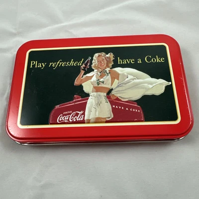 Coca-Cola Girl 2000 Playing Cards  Collector Tin Vtg Advertising Art 2 Decks - Image 1 of 4