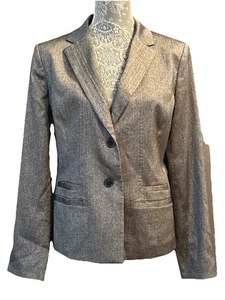 Blazer tejido elástico AK Anne Klein para mujer talla 14 Blazer 2 botones bolsillos dobles - Imagen 1 de 9