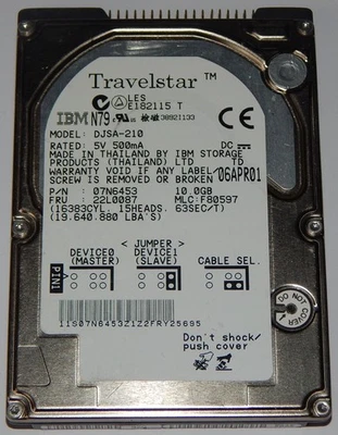 IBM Travelstar DJSA-210 10,06GB 44pin IDE 2,5" HDD Festplatte 10 GB Hard Disk - Bild 1 von 4