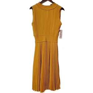 Nanette Lepore Kleid Größe 10 Sonnenblumengelb Ärmellos Gesmokt Plissee Damen - Bild 1 von 10