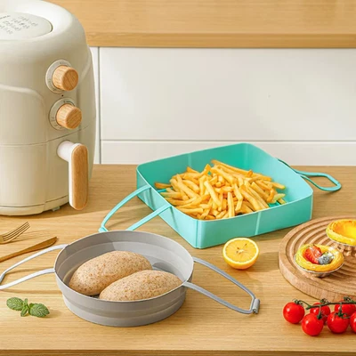 Silikonform Für Heißluftfritteuse Heißluft Silikonform Set Rund/Eckig ,Back Korb - Bild 1 von 4