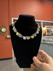 Vintage Crown Trifari Fleurette Flower Multicolor Rhinestone Necklace - Picture 1 of 9