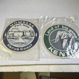 Vintage  Luggage Decal  Kenya Africa LOT OF 2 - Picture 1 of 6
