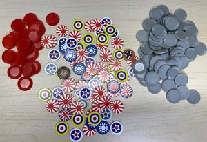 Axis & Allies PACIFIC WWII RED & GRAY CHIPS + MARKERS Replacement Parts Game2000 - Picture 1 of 5