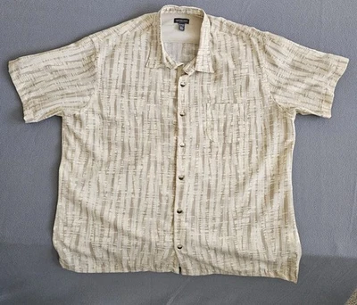 Van Heusen Men's Short Sleeve Camp Shirt  XL 17-17 1/2 Cream And Tan - Image 1 of 4