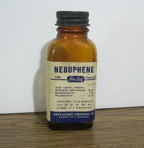 Bottiglia Medicina Veterinaria Vintage Vuota Nebuphene Prescrizione - Foto 1 di 4
