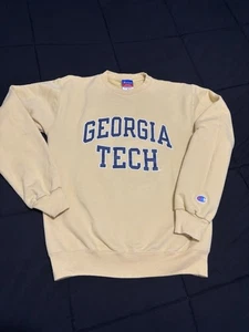 Champion Unisex Rundhalsausschnitt Georgia Tech Fleece Sweatshirt hellgelb Gr. Small - Bild 1 von 3