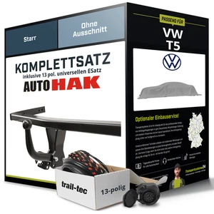 Für VW T5 Kasten,Bus Anhängerkupplung starr +eSatz 13pol uni 04.2003-09.2009 PKW - Bild 1 von 5
