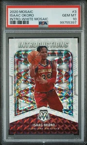 2020-21 Panini Mosaic ISAAC OKORO White Prizm /25 Rookie Cavaliers Bulls PSA 10 - Picture 1 of 2
