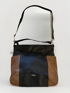 Coach Black/ Tan Color Block Hobo Bag#D1405-F31304 Pebbled Leather /silver Hardw - Picture 1 of 9