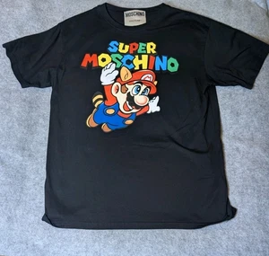 Moschino x Nintendo Super Moschino T-Shirt Size Sm Black Graphic Tee Super Mario - Picture 1 of 4
