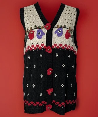 The Quacker Factory Sweater Vest Christmas Cotton Winter Size Medium Vintage - Image 1 of 4