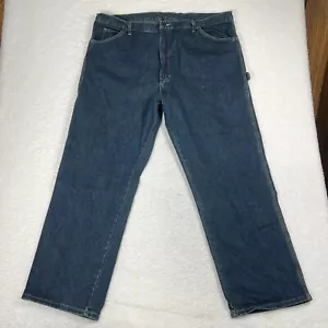 Dickies Jeans Mens 44x32 Blue Relaxed Fit Carpenter Distressed Wide Leg Workwear - Picture 1 of 8