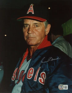 GENE MAUCH SIGNED AUTOGRAPHED 8x10 PHOTO CALIFORNIA ANGELS MANAGER BECKETT BAS - Picture 1 of 2