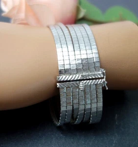 140. mächtiges 70er Vintage Teppich Armband 835er Silber 18,5cm 7-reihig massiv - Bild 1 von 6