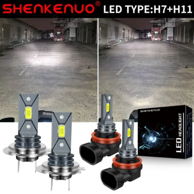 For Suzuki GSXR1000 2007-2008 - 4x H7 H9 LED Headlight 6000K Light Bulb Kit - Image 1 of 4