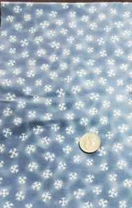 ~ 3/8 yd Snowflakes on Blue Background Fabric Hand Stitched Holiday For Moda - Picture 1 of 3