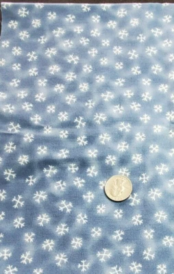~ 3/8 yd Snowflakes on Blue Background Fabric Hand Stitched Holiday For Moda - Image 1 of 3
