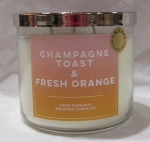 MEZCLAS Bath & Body Works Vela Perfumada 3 Mechas TOSTADAS DE CHAMPÁN Y NARANJA FRESCA - Imagen 1 de 3