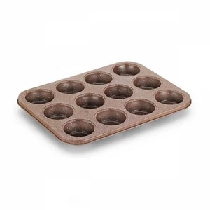 Korkmaz Brown Non-Stick Granite Muffin Pan & Cupcake Pan with 12 Cups - Picture 1 of 6