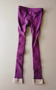 MINI BODEN Girls Size 9-10 Years Purple Ribbed Footless Tights Sparkly Gold Hem - Picture 1 of 3