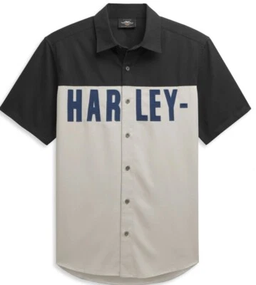 Camisa M nueva con etiquetas genuina Harley-Davidson® con apliques en bloques de colores con botones para hombre Foto 1 de 4