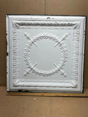 1pc 24" x 24" Full Piece Antique Ceiling Tin Vintage Reclaimed Salvage Art Craft Cover