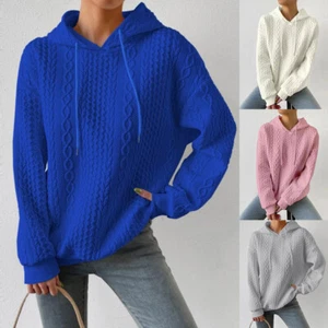 Women Hoodie Long Sleeve Drawstring Pullover Tops Loose Hooded Sweatshirt Coat - Picture 1 of 24