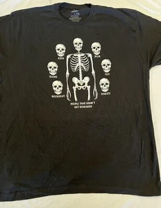 2XL Ann Arbor black t shirt cotton skeleton graphic short sleeve mens xxl crew - Picture 1 of 6