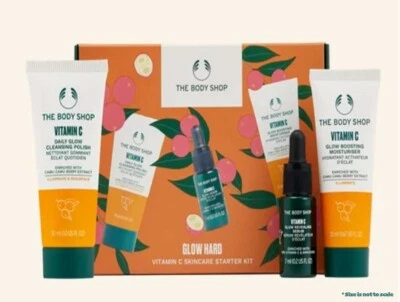 THE BODY SHOP Glow Hard Vitamina C Cuidado de la Piel Kit de Inicio Limpieza Hidratante Suero Foto 1 de 4