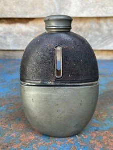 James Dixon & Sons Sheffield Leather Bound Glass Hip Flask with Silver Plate cup - Picture 1 of 16