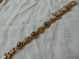 antique cameos beads glass cabochon Victorian style bracelet - Picture 1 of 6