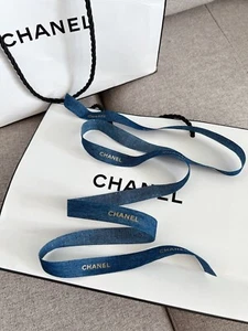 Limited Edition Rare New Chanel Blue Denim Ribbon SOLD BY Yard 100% Authentic - Picture 1 of 3