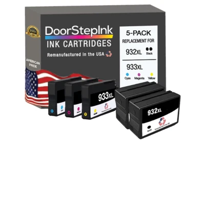 DoorStepInk Compatible Ink Cartridges For HP 932XL 2 B 933XL C M Y 5 PK-USA - Image 1 of 4
