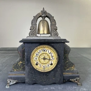 Antike Gilbert Ausgangssperre Manteluhr große Schlagglocke oben zum restaurieren 1906 - Bild 1 von 8