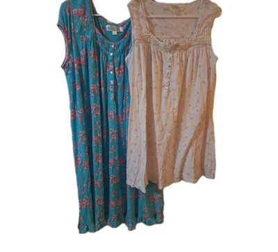 Eileen West 批量 2 件睡衣 花卉 尺寸 Lg Housedress Cottegecore Grannycore — 第 1/4 张图片