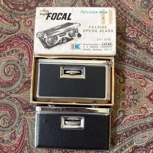 2 X Vintage Focal Folding Opera Sports Birding Glasses Black With Box Binoculars - Picture 1 of 5