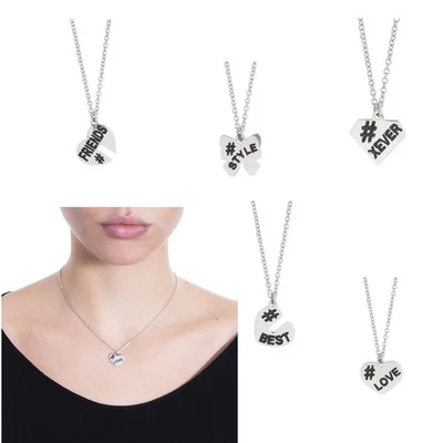 Collana donna Boccadamo acciaio frasi cuore fiocco diamante amicizia love stile - Immagine 1 di 2