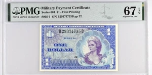 4 x CONSECUTIVE MILITARY PAYMENT 1 Dollar Series 661 S905-1, PMG 67 EPQ Gem UNC - Picture 1 of 8