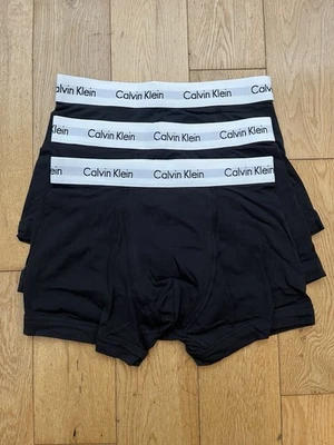 3x Men’s Calvin Klein Black Cotton Stretch Boxer Shorts Trunks Low Rise / Small - Image 1 of 3