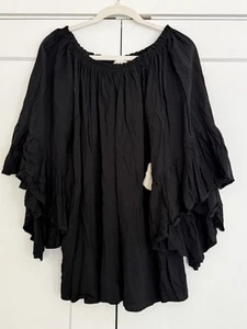 Altar'd State Top S/M blusa nera manica lunga a campana boho - Foto 1 di 4