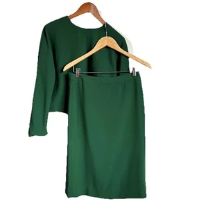 J.Crew smaragdgrün Cropped Bluse 6 Bleistiftrock 4 Anzug Set ruhig Luxus - Bild 1 von 14