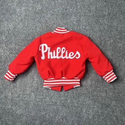 Vtg Philadelphia Phillies Varsity Bomber Jacket Toddler Kids Zip Up Coat - Image 1 of 4