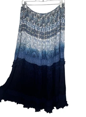 Многоуровневая юбка макси XL без застежек с марлевым принтом Flowey Full Gypsy Boho Prairie - Изображение 1 из 4